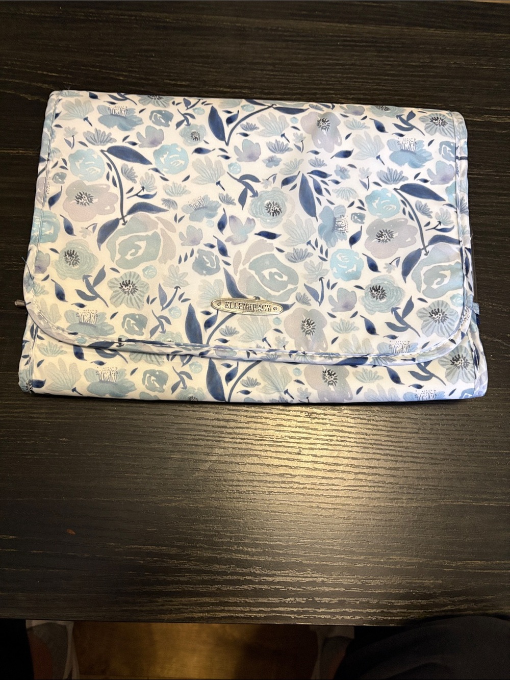 Ellen Tracy Floral Fold-Over Clutch in Light Blue and Navy